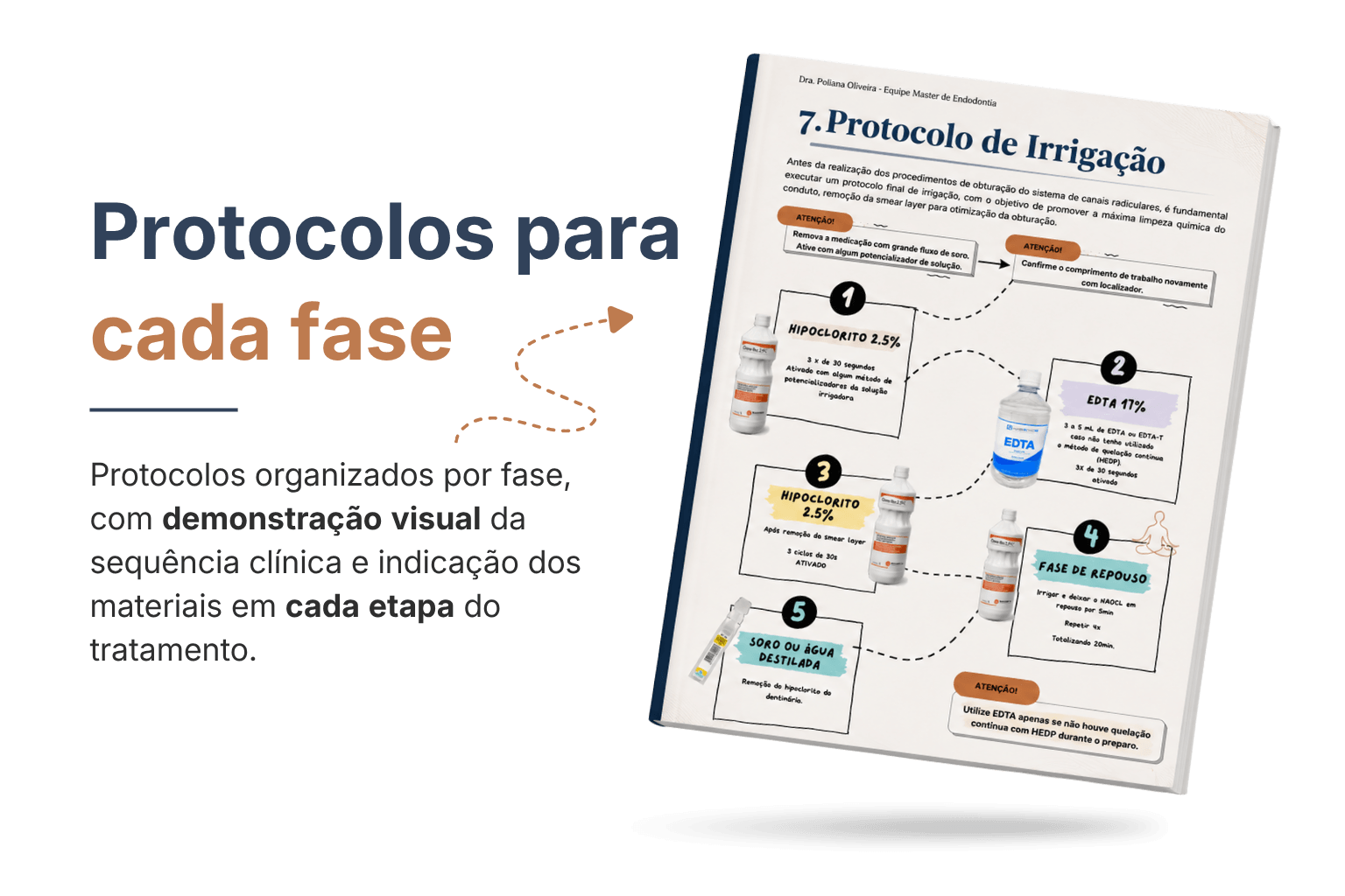 Prévia de página do manual com protocolo de irrigação endodôntica